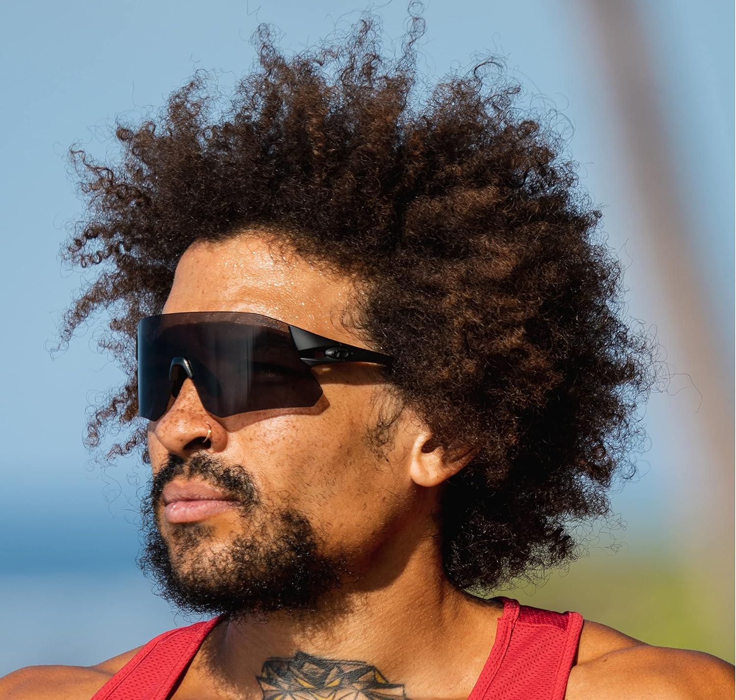 imageRail Sport Sunglasses Ideal For Cycling Gravel MTB ampamp Road Baseball ampamp SoftballBlackout SmokeAc RedClear