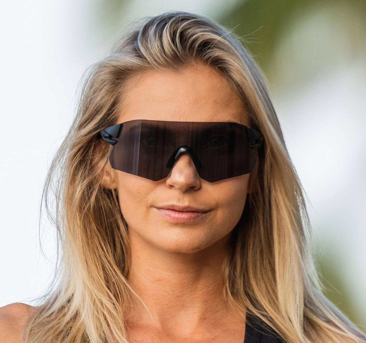 imageRail Sport Sunglasses Ideal For Cycling Gravel MTB ampamp Road Baseball ampamp SoftballBlackout SmokeAc RedClear