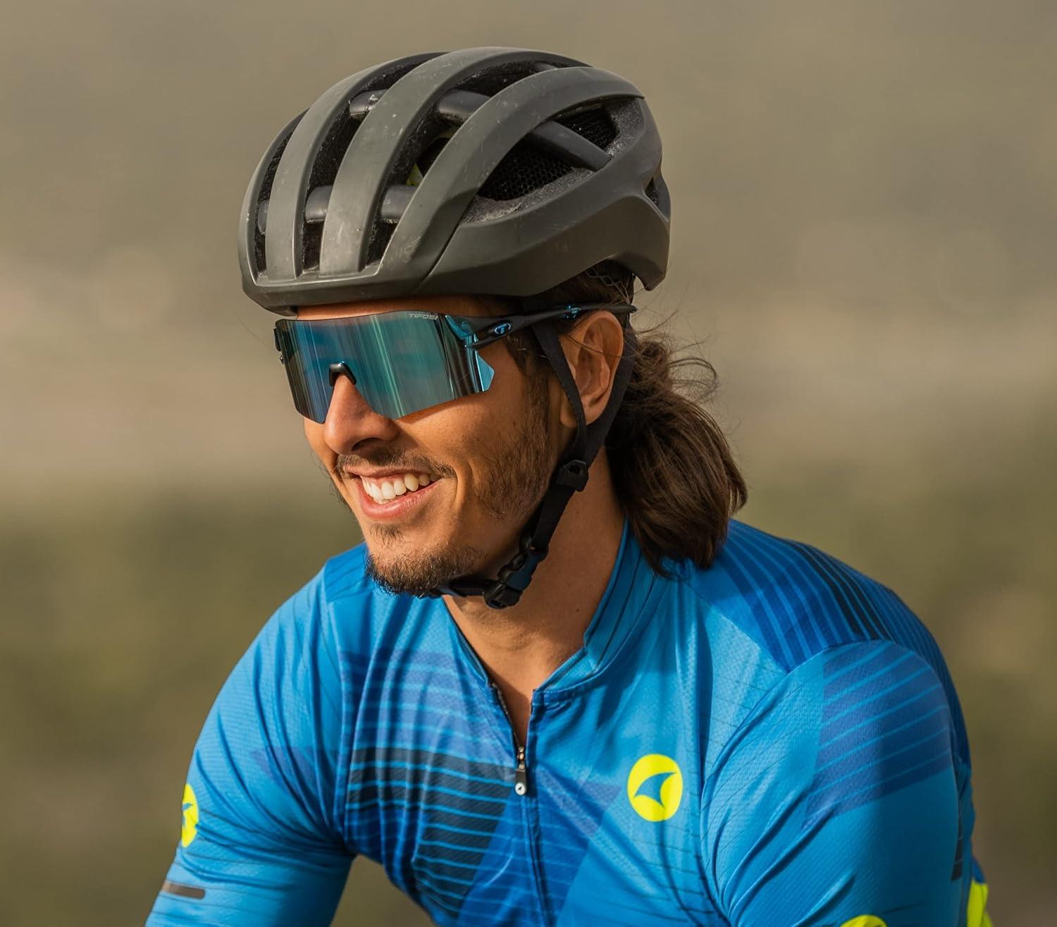 imageRail Sport Sunglasses Ideal For Cycling Gravel MTB ampamp Road Baseball ampamp SoftballCrystal Blue Clarion BlueAc RedClear