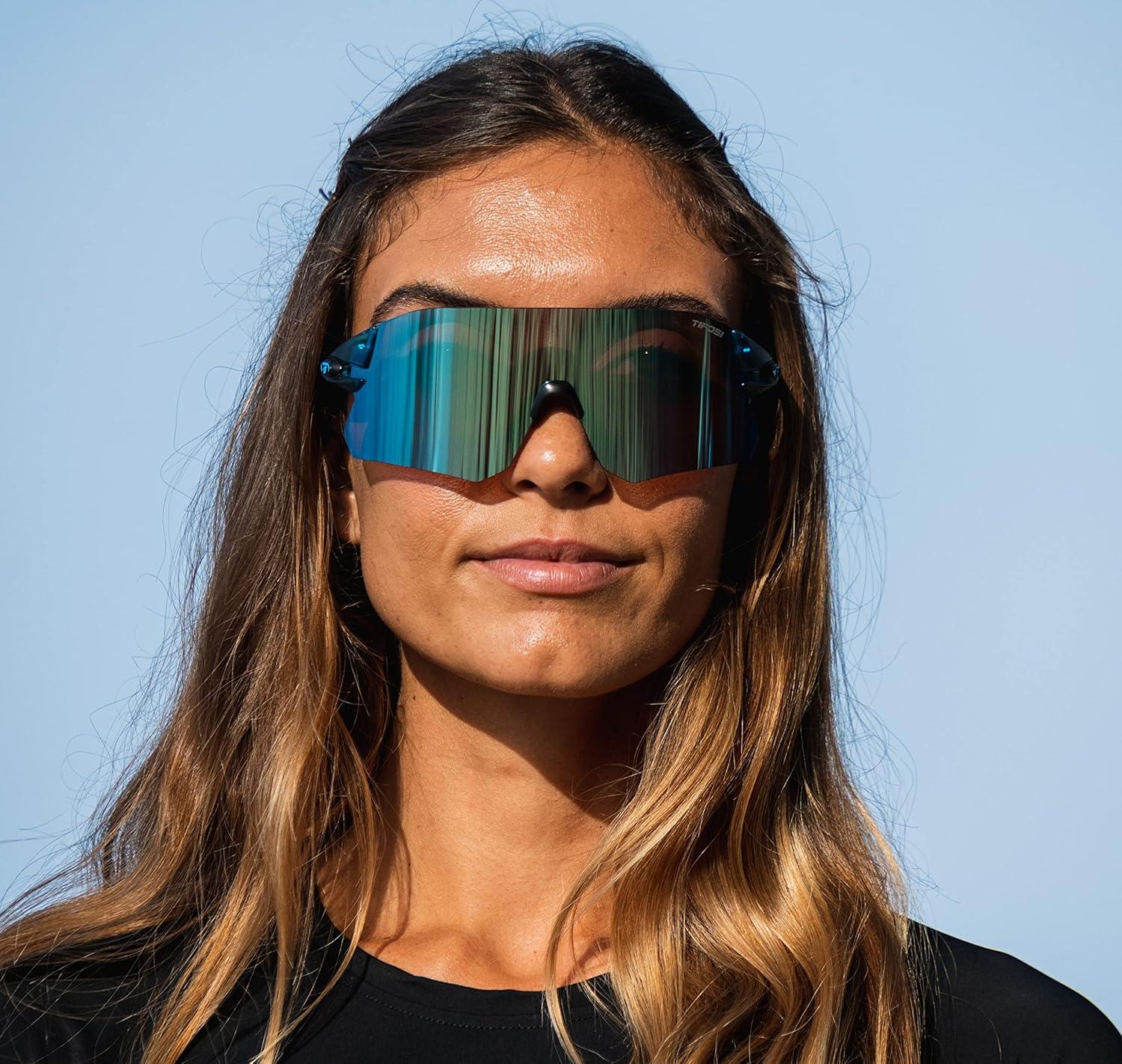 imageRail Sport Sunglasses Ideal For Cycling Gravel MTB ampamp Road Baseball ampamp SoftballCrystal Blue Clarion BlueAc RedClear