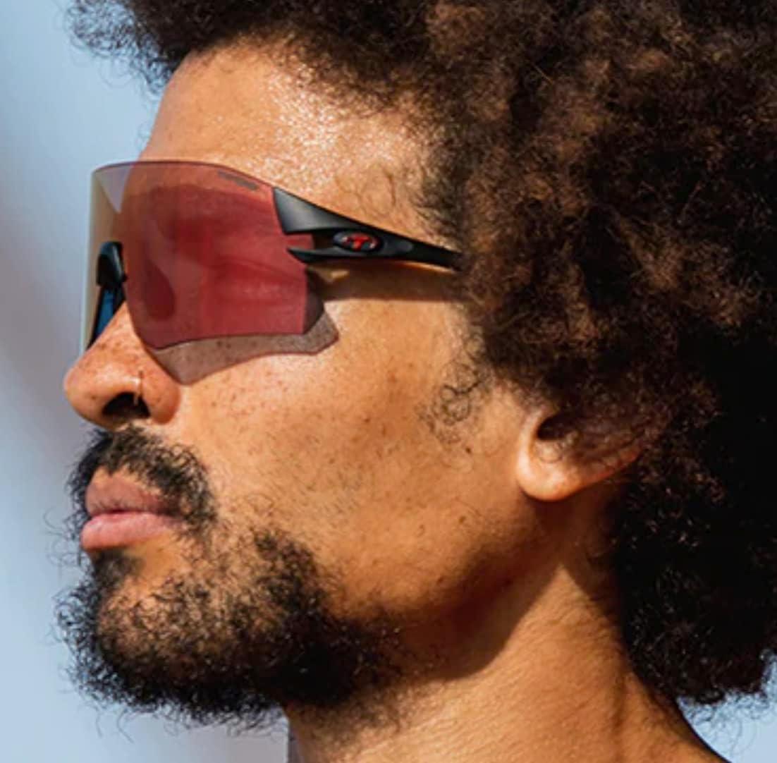 imageRail Sport Sunglasses Ideal For Cycling Gravel MTB ampamp Road Baseball ampamp SoftballMatte Black Clarion Red Fototec