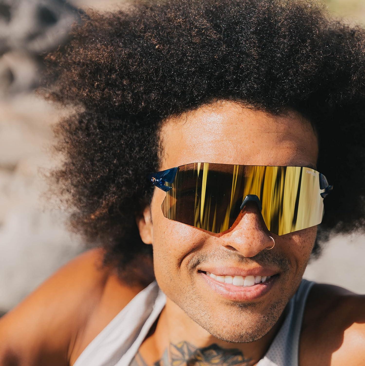 imageRail Sport Sunglasses Ideal For Cycling Gravel MTB ampamp Road Baseball ampamp SoftballMidnight Navy Clarion YellowAc RedClear