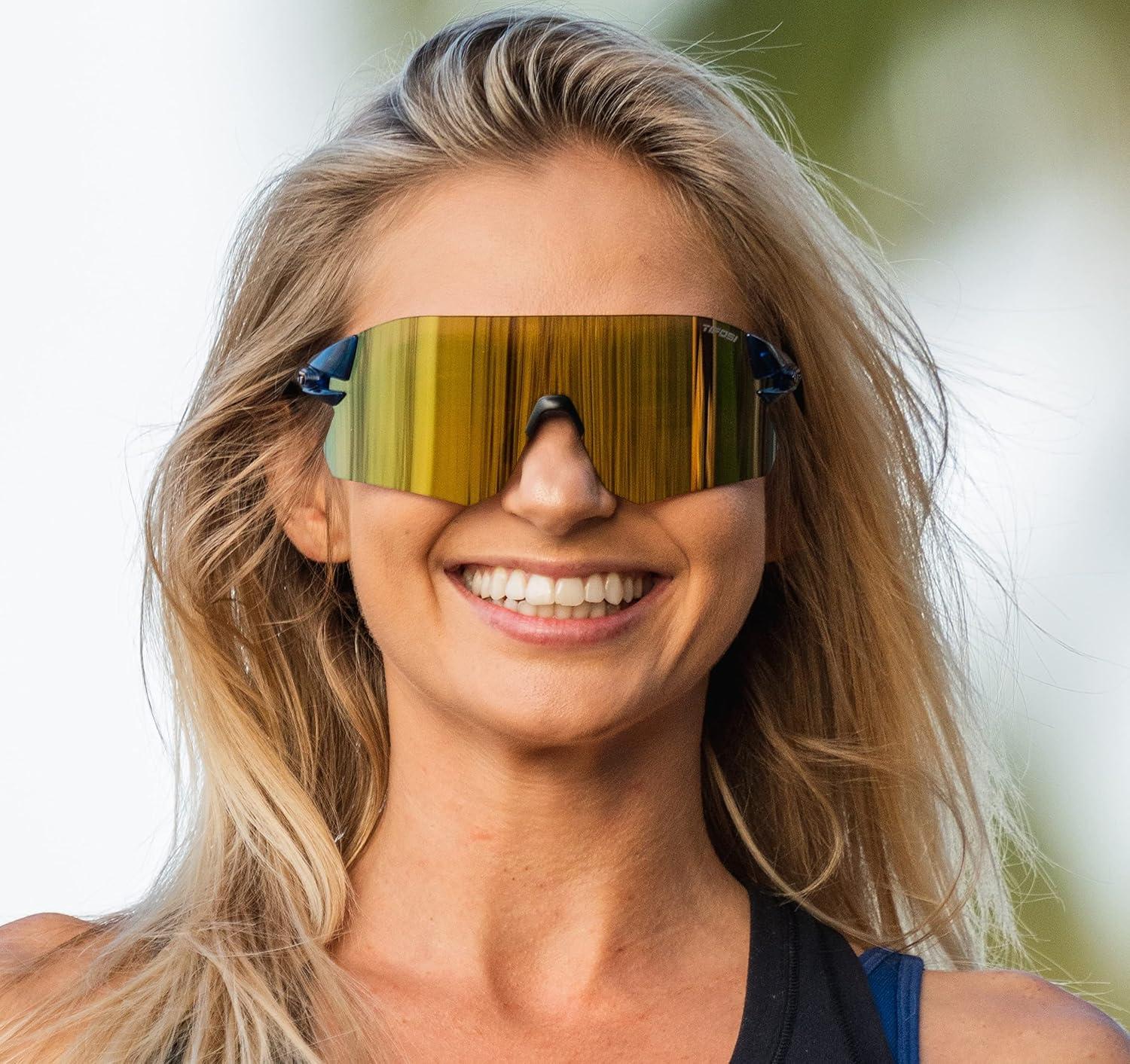 imageRail Sport Sunglasses Ideal For Cycling Gravel MTB ampamp Road Baseball ampamp SoftballMidnight Navy Clarion YellowAc RedClear