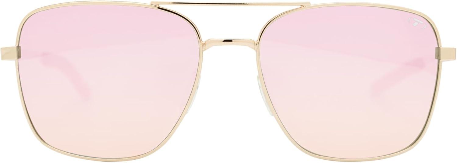 imageShwae Tangle Free Aviator Sunglasses For Men ampamp Women Ideal For Flying Golf Hiking Running and Great Lifestyle LookSquare 20 Gold Pink Mirror