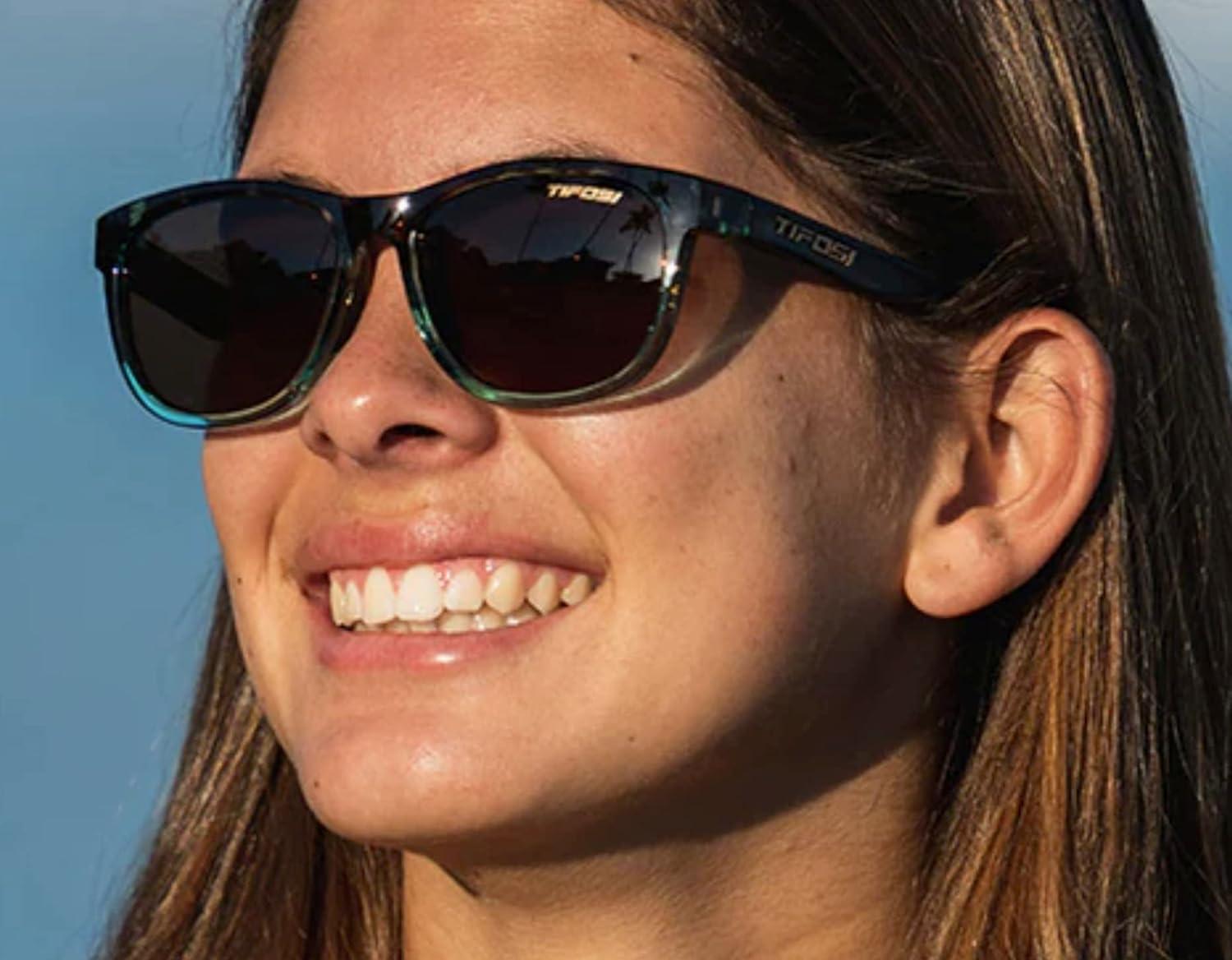 imageSwank Sport Sunglasses Tangle Free Ideal For Cycling Golf Hiking Pickleball Running and Great Lifestyle LookBlue ConfettiBrown Lens Polarized