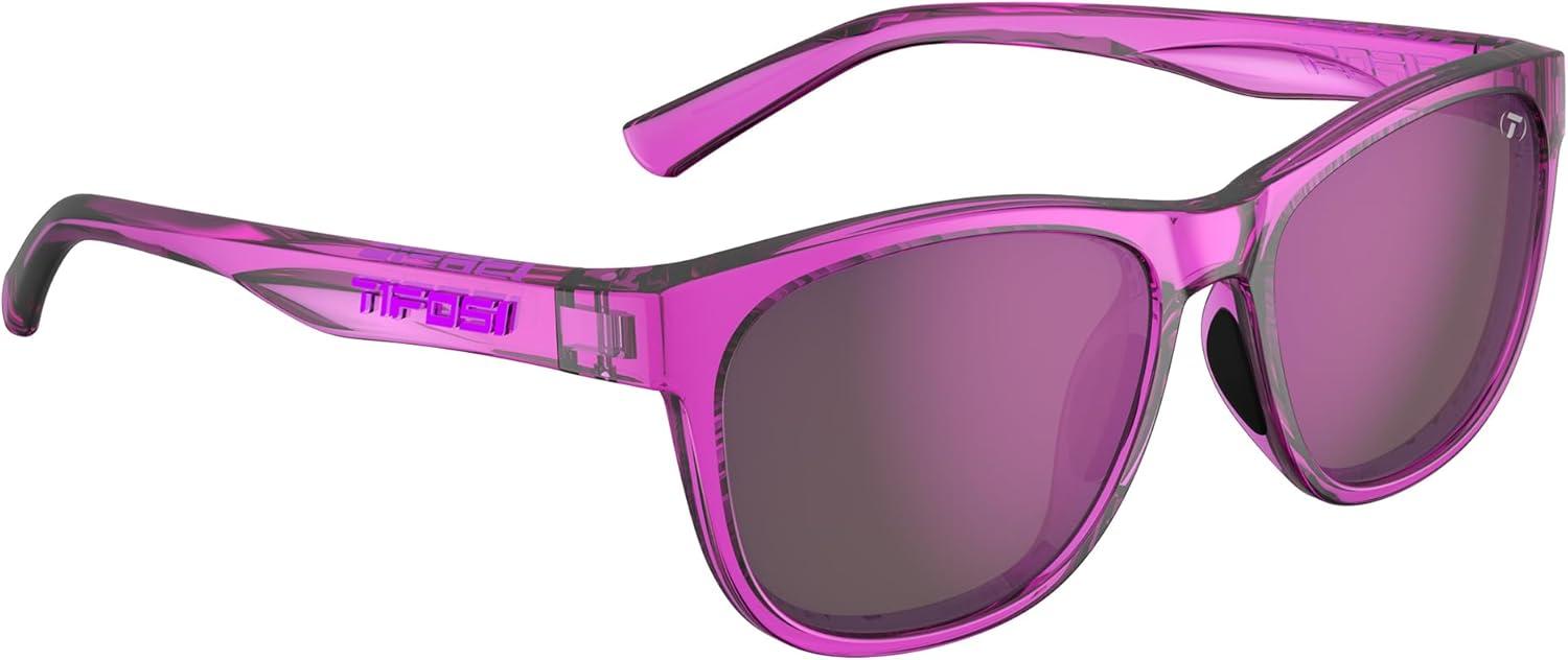 imageSwank Sport Sunglasses Tangle Free Ideal For Cycling Golf Hiking Pickleball Running and Great Lifestyle LookNeon Purple PunchSmoke Lens With Purple Mirror With Ar