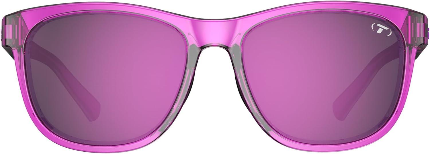 imageSwank Sport Sunglasses Tangle Free Ideal For Cycling Golf Hiking Pickleball Running and Great Lifestyle LookNeon Purple PunchSmoke Lens With Purple Mirror With Ar