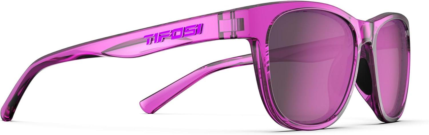 imageSwank Sport Sunglasses Tangle Free Ideal For Cycling Golf Hiking Pickleball Running and Great Lifestyle LookNeon Purple PunchSmoke Lens With Purple Mirror With Ar