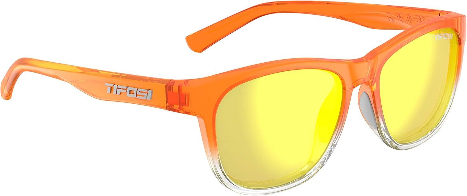 imageSwank Sport Sunglasses Tangle Free Ideal For Cycling Golf Hiking Pickleball Running and Great Lifestyle LookOrange RushSmoke Yellow Mirror