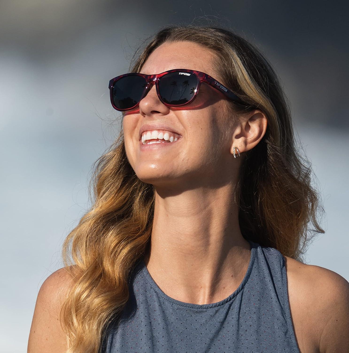 imageSwank Sport Sunglasses Tangle Free Ideal For Cycling Golf Hiking Pickleball Running and Great Lifestyle LookPink ConfettiSmoke Lens