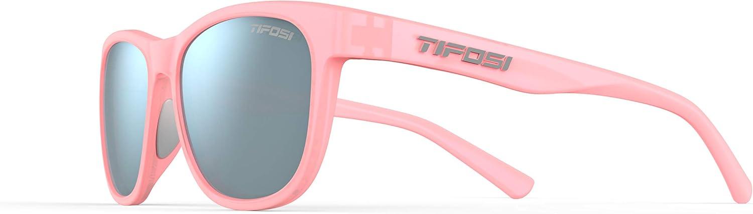 imageSwank Sport Sunglasses Tangle Free Ideal For Cycling Golf Hiking Pickleball Running and Great Lifestyle LookSatin Crystal BlushSmoke Lens Bright Blue Mirror