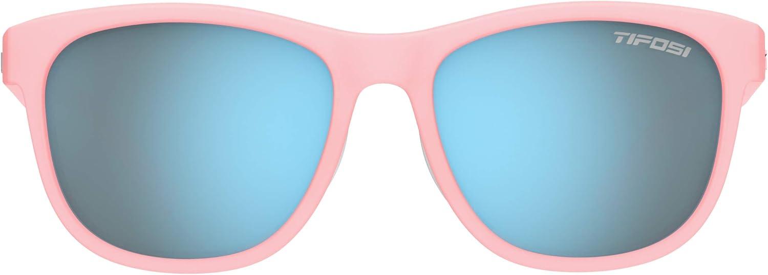 imageSwank Sport Sunglasses Tangle Free Ideal For Cycling Golf Hiking Pickleball Running and Great Lifestyle LookSatin Crystal BlushSmoke Lens Bright Blue Mirror