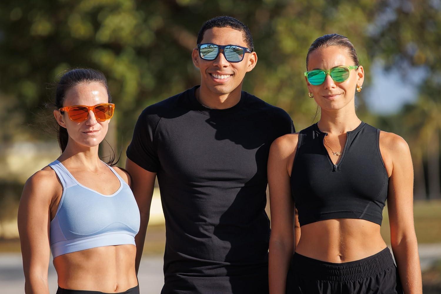 imageSwank XL Mens ampamp Womens Sunglasses For Cycling Fishing Golf Hiking Pickleball Running Tennis ampamp Trendy Lifestyle LookNeon Amber Blaze Smoke With Atomic Orange Mirror With Ar