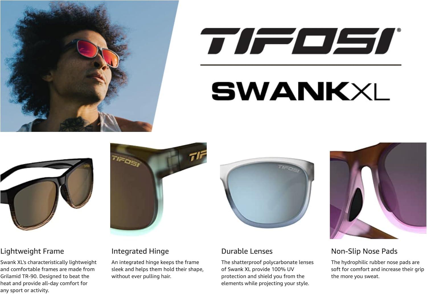 imageSwank XL Mens ampamp Womens Sunglasses For Cycling Fishing Golf Hiking Pickleball Running Tennis ampamp Trendy Lifestyle LookSatin VaporSmoke Lens With Red Mirror