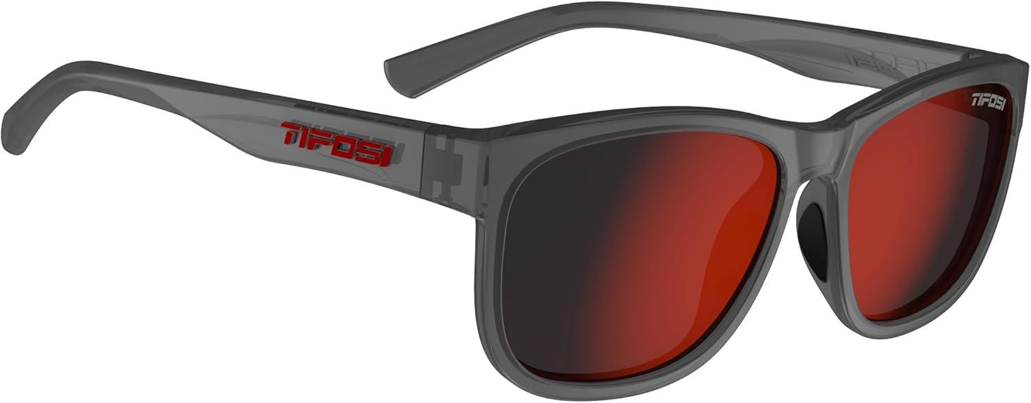 imageSwank XL Mens ampamp Womens Sunglasses For Cycling Fishing Golf Hiking Pickleball Running Tennis ampamp Trendy Lifestyle LookSatin VaporSmoke Lens With Red Mirror