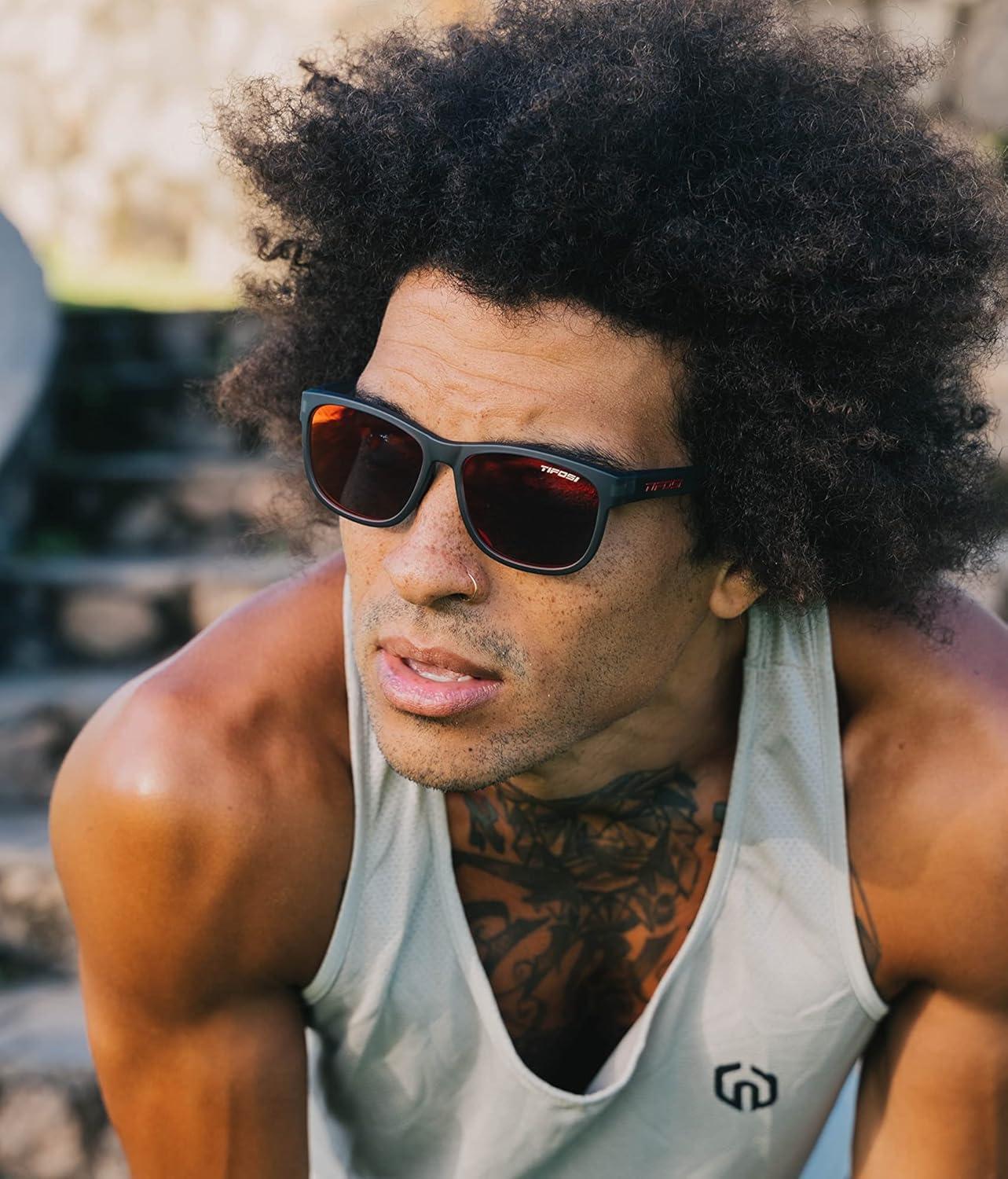 imageSwank XL Mens ampamp Womens Sunglasses For Cycling Fishing Golf Hiking Pickleball Running Tennis ampamp Trendy Lifestyle LookSatin VaporSmoke Lens With Red Mirror