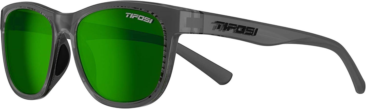 imageSwick Sport Sunglasses Ideal For Cycling Golf Hiking Pickleball Running Tennis and Great Lifestyle LookCrystal SmokeClarion Green Polarized