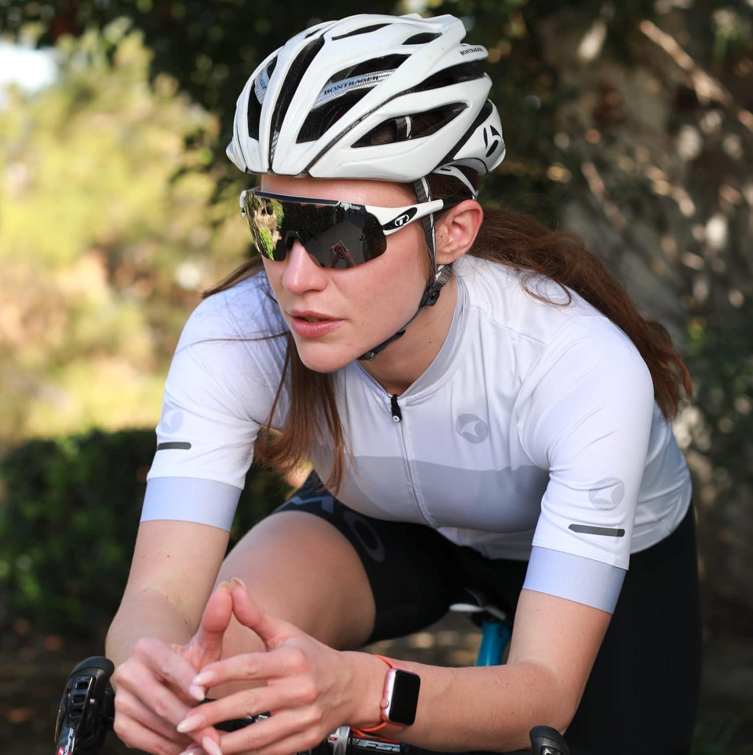 imageTifosi Optics Sledge Lite Sunglasses Ideal For Cycling Road Gravel MTB Baseball ampamp SoftballMatte White SmokeAc RedClear Lenses