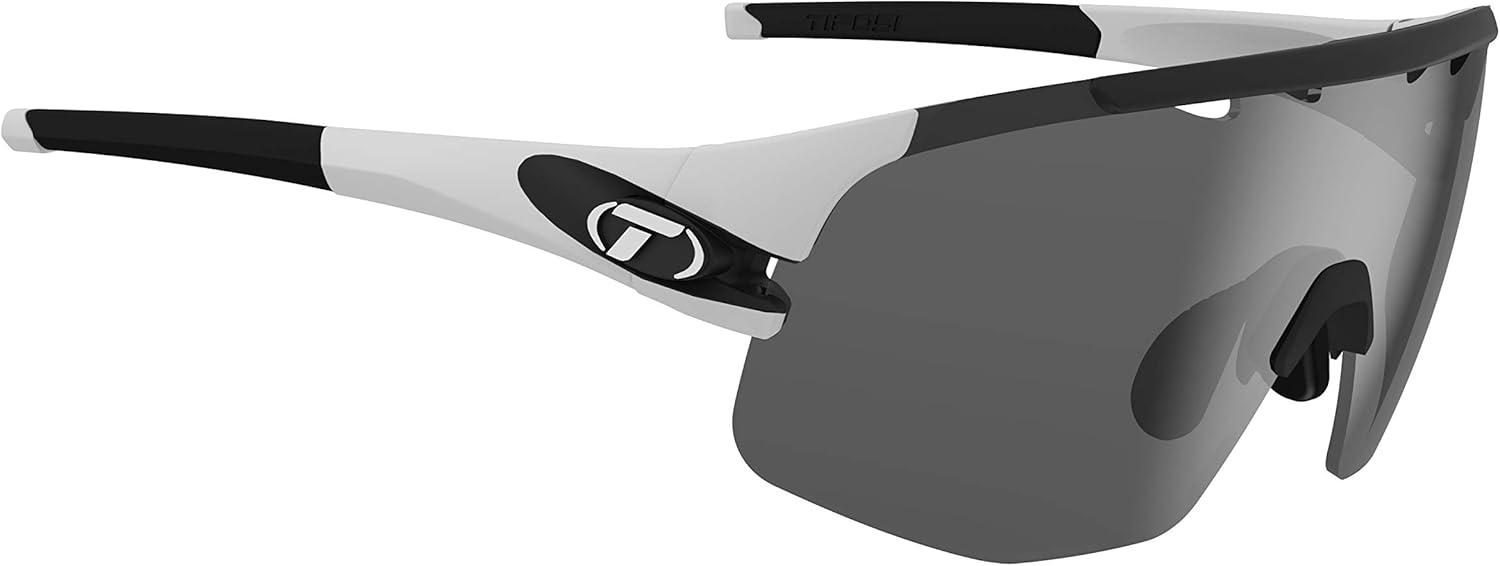 imageTifosi Optics Sledge Lite Sunglasses Ideal For Cycling Road Gravel MTB Baseball ampamp SoftballMatte White SmokeAc RedClear Lenses