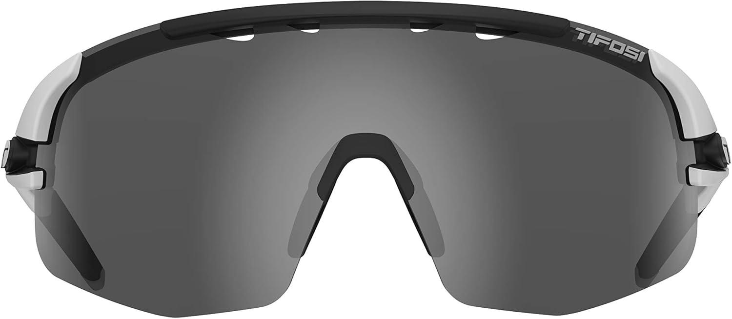 imageTifosi Optics Sledge Lite Sunglasses Ideal For Cycling Road Gravel MTB Baseball ampamp SoftballMatte White SmokeAc RedClear Lenses