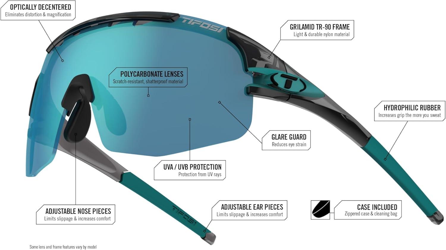 imageTifosi Optics Sledge Lite Sunglasses Ideal For Cycling Road Gravel MTB Baseball ampamp SoftballMatte White SmokeAc RedClear Lenses