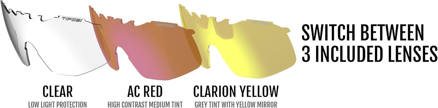 imageTifosi Optics Sledge Lite Sunglasses Ideal For Cycling Road Gravel MTB Baseball ampamp SoftballMidnight Navy Clarion YellowAc RedClear