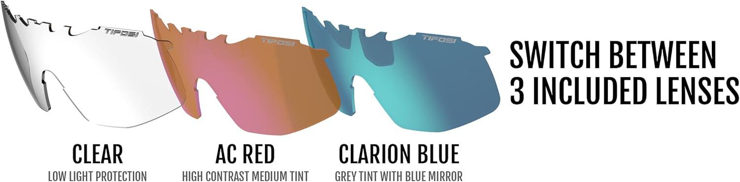 imageTifosi Sledge Cycling Sunglasses Unisex wInterchange ampamp Photochromic Lens OptionsFor Road Gravel MTB ampamp BaseballCrystal Orange Clarion BlueAc RedClear