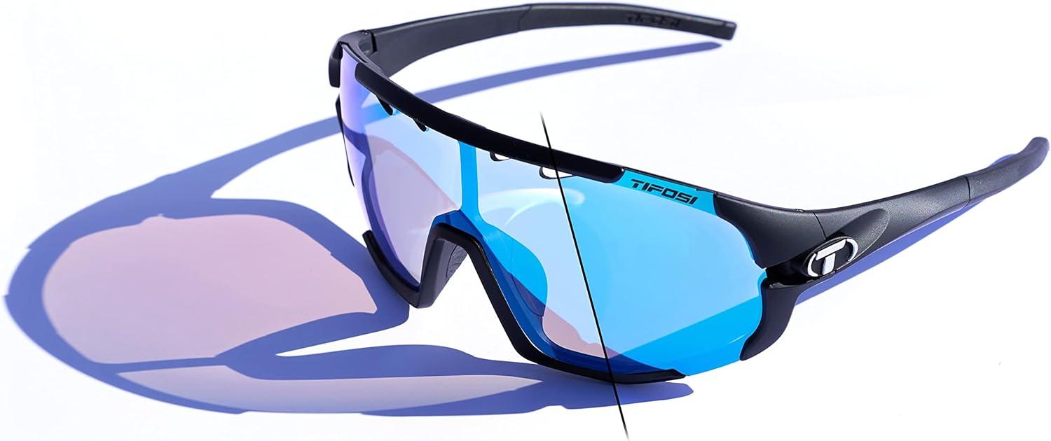 imageTifosi Sledge Cycling Sunglasses Unisex wInterchange ampamp Photochromic Lens OptionsFor Road Gravel MTB ampamp BaseballMatte Black Clarion Blue Fototec Lens