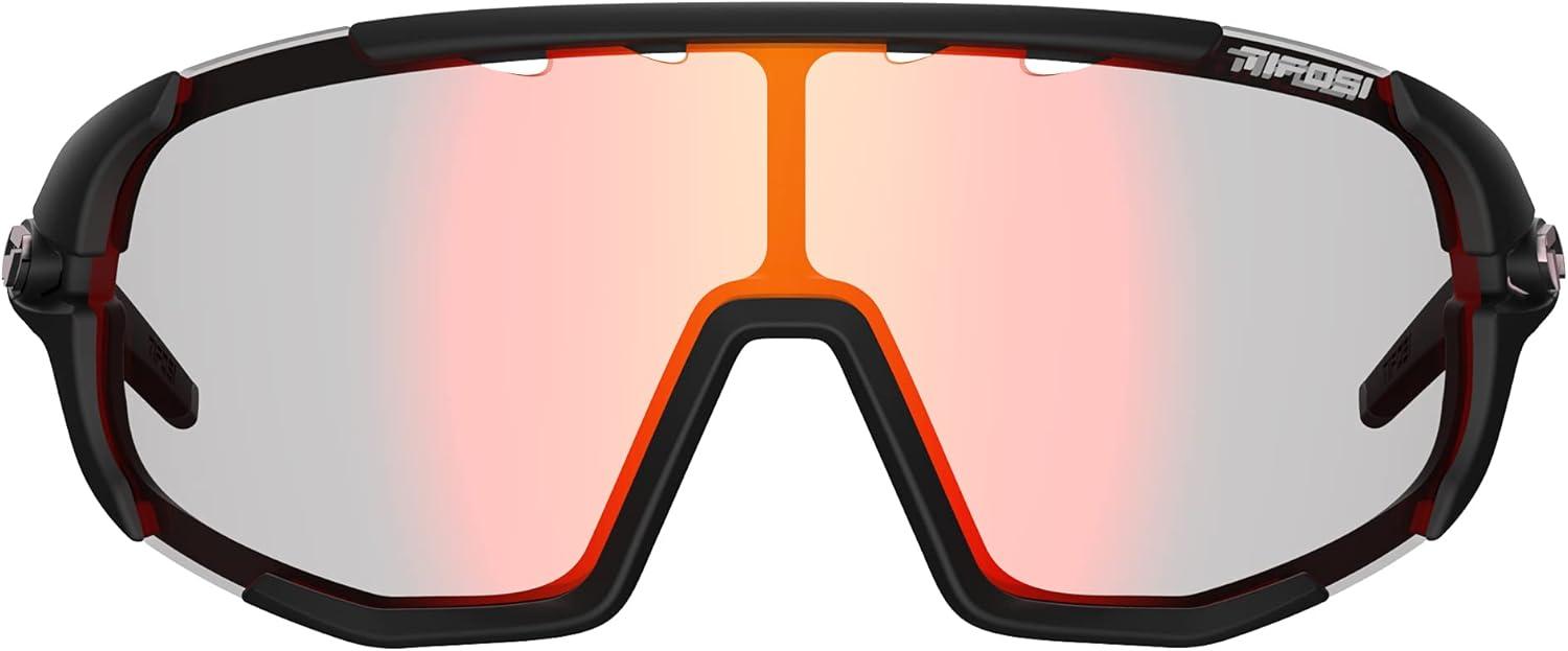 imageTifosi Sledge Cycling Sunglasses Unisex wInterchange ampamp Photochromic Lens OptionsFor Road Gravel MTB ampamp BaseballMatte Black Clarion Red Fototec Lens