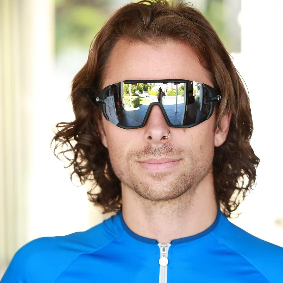 imageTifosi Sledge Cycling Sunglasses Unisex wInterchange ampamp Photochromic Lens OptionsFor Road Gravel MTB ampamp BaseballMatte Black SmokeAc RedClear Lenses