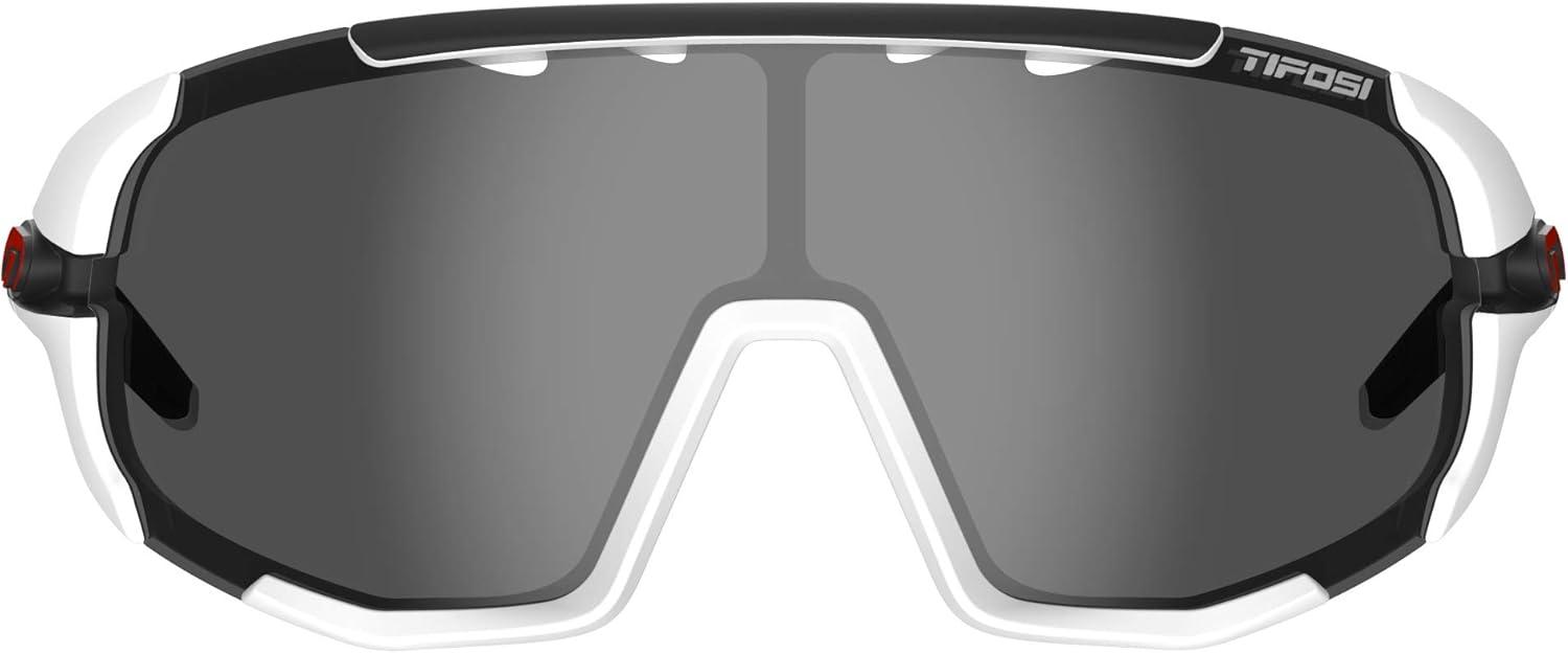 imageTifosi Sledge Cycling Sunglasses Unisex wInterchange ampamp Photochromic Lens OptionsFor Road Gravel MTB ampamp BaseballMatte White SmokeAc RedClear Lenses
