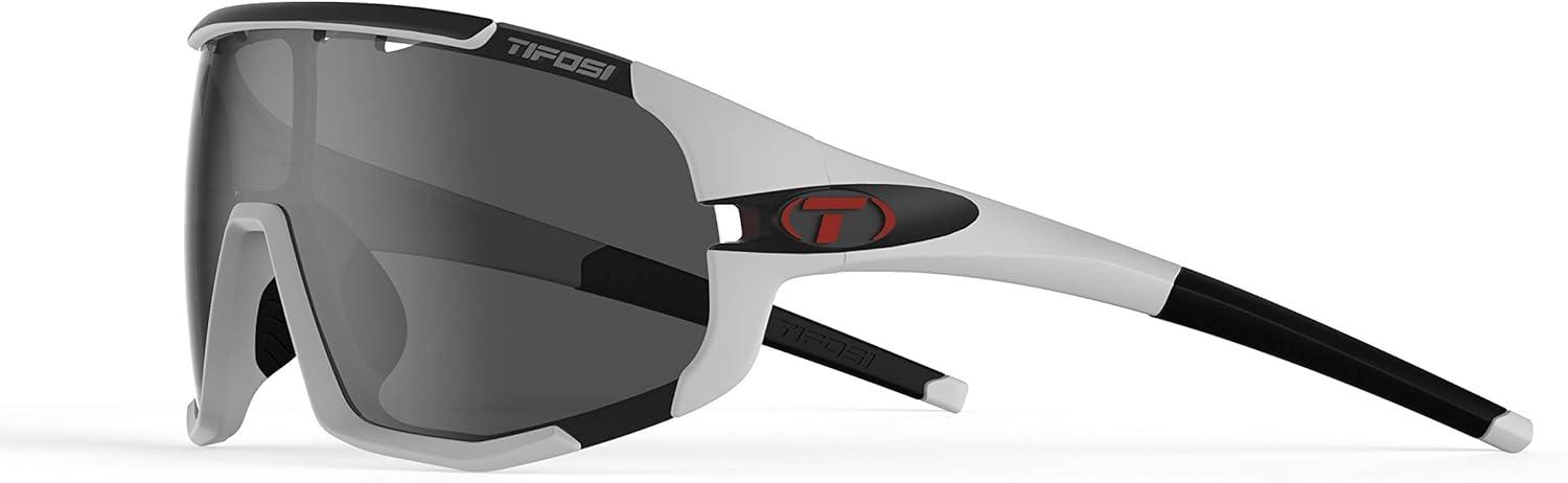 imageTifosi Sledge Cycling Sunglasses Unisex wInterchange ampamp Photochromic Lens OptionsFor Road Gravel MTB ampamp BaseballMatte White SmokeAc RedClear Lenses