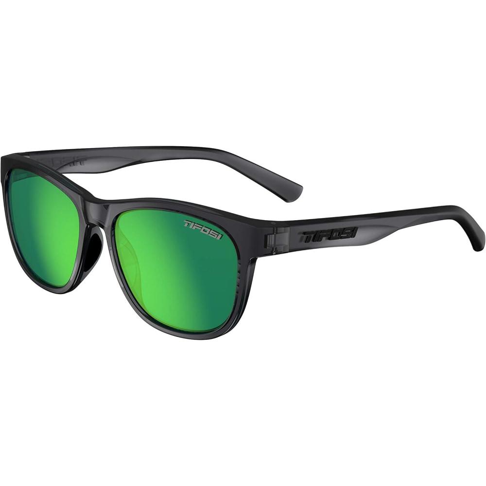 imageSwick Sport Sunglasses Ideal For Cycling Golf Hiking Pickleball Running Tennis and Great Lifestyle LookCrystal SmokeClarion Green Polarized