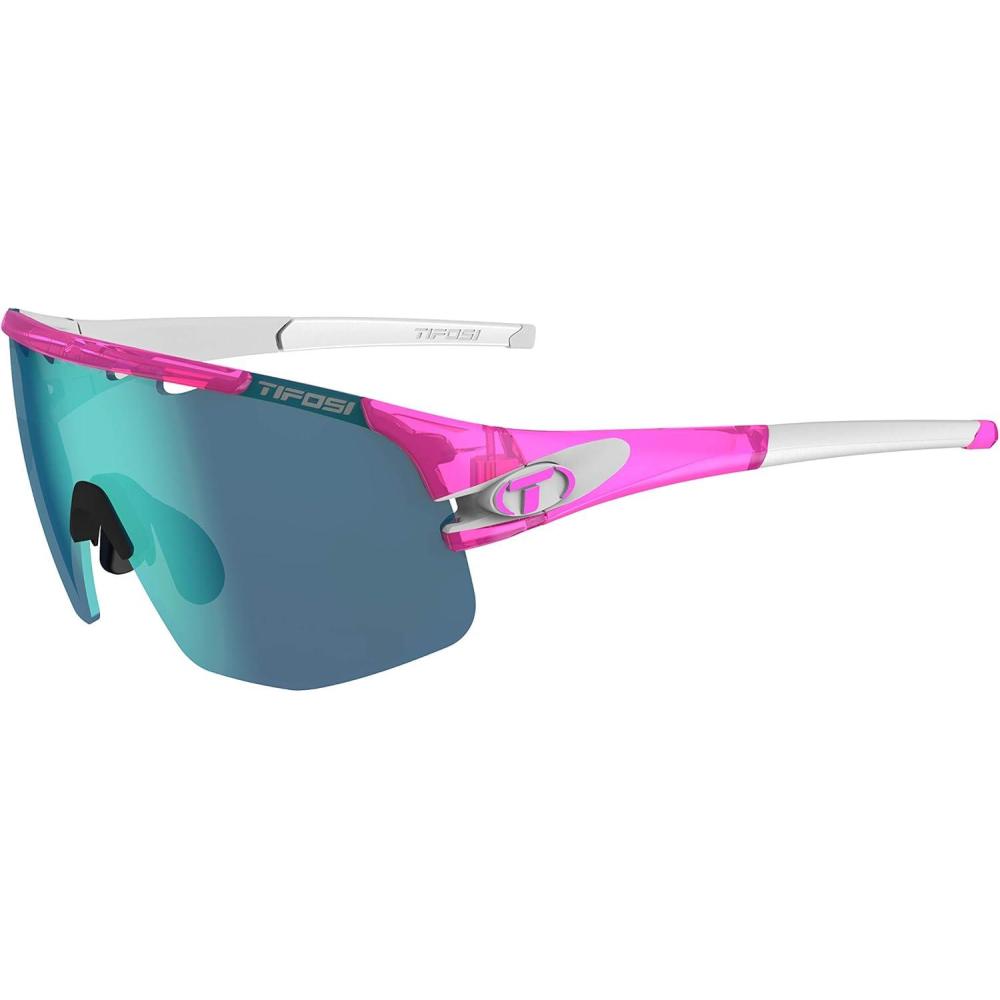 imageTifosi Optics Sledge Lite Sunglasses  Ideal For Cycling Road Gravel MTB Baseball ampamp SoftballCrystal Pink Clarion BlueAc RedClear Lenses
