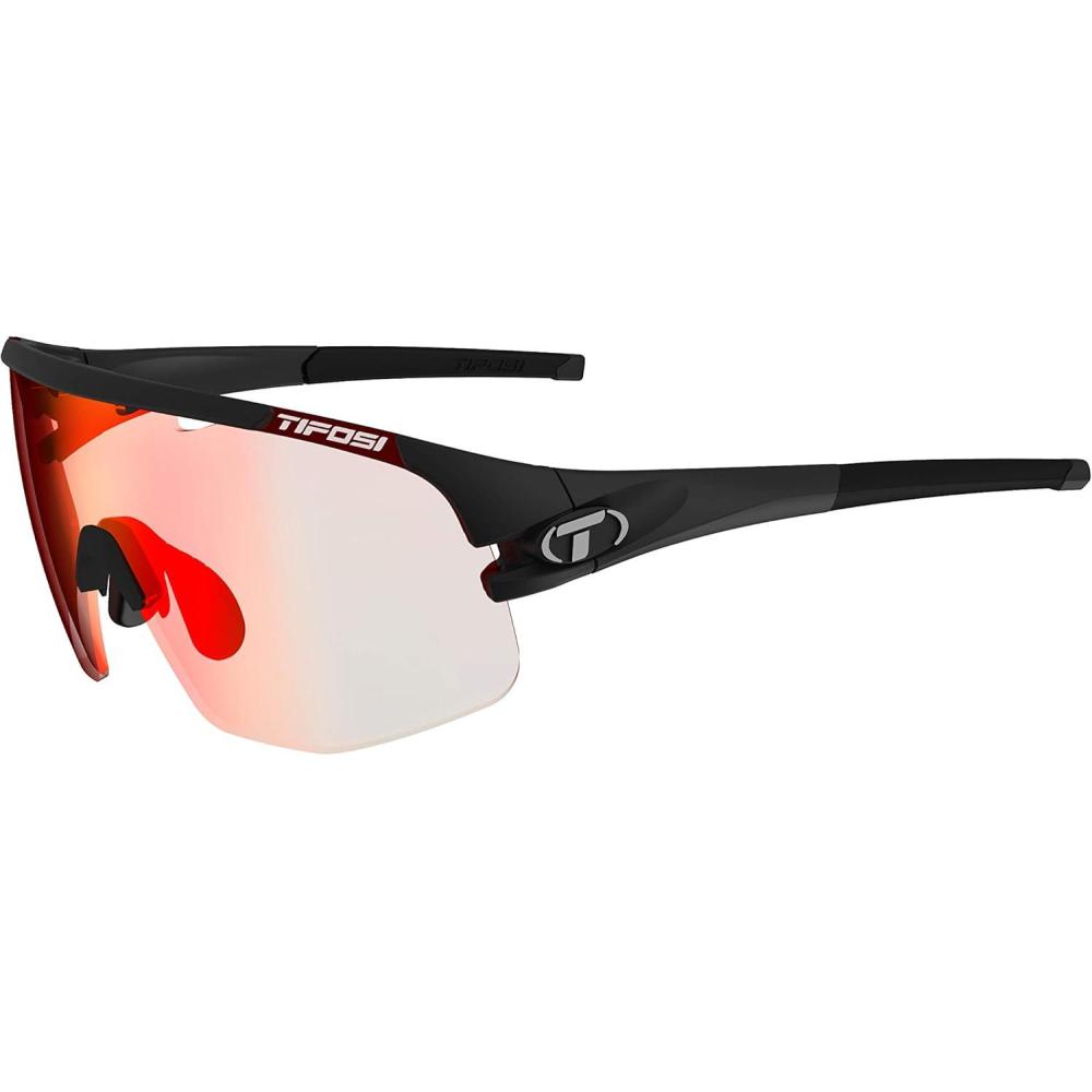 imageTifosi Optics Sledge Lite Sunglasses  Ideal For Cycling Road Gravel MTB Baseball ampamp SoftballMatte Black Clarion Red Fototec Lenses