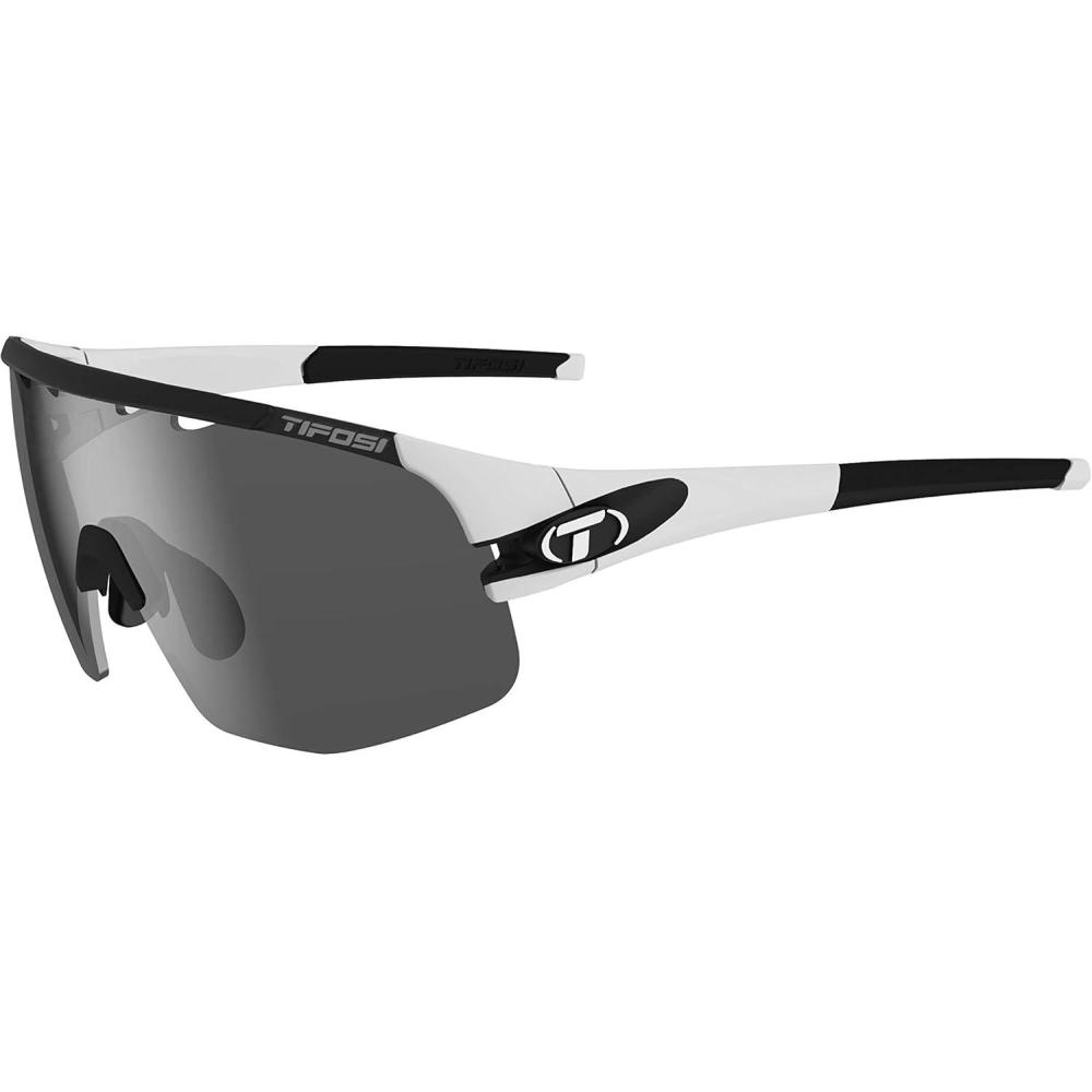 imageTifosi Optics Sledge Lite Sunglasses Ideal For Cycling Road Gravel MTB Baseball ampamp SoftballMatte White SmokeAc RedClear Lenses
