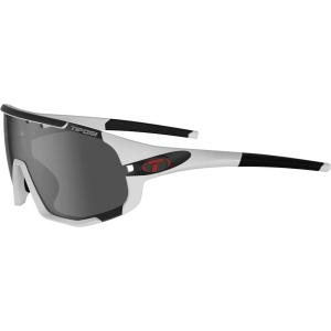 Tifosi Sledge Cycling Sunglasses Unisex w/Interchange & Photochromic Lens Options-For Road, Gravel, MTB & Baseball(Matte White (Smoke/Ac Red/Clear Lenses))