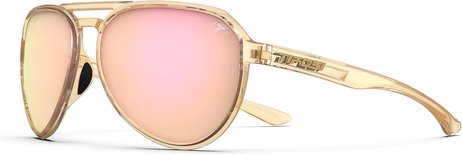 imageSelca Tangle Free Aviator Men ampamp Womens Sunglasses Ideal for Golf Hiking Running Pickleball ampamp Great Lifestyle LookCrystal Brown Pink Mirror