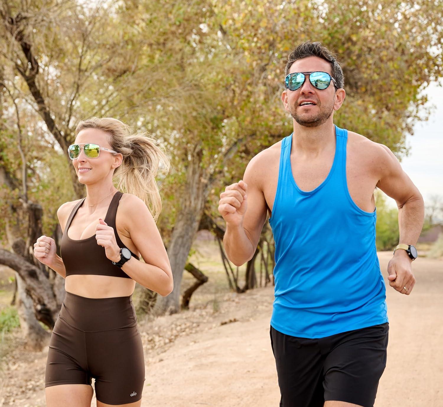 imageSelca Tangle Free Aviator Men ampamp Womens Sunglasses Ideal for Golf Hiking Running Pickleball ampamp Great Lifestyle LookCrystal Brown Pink Mirror