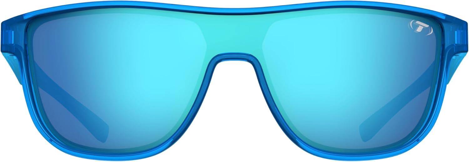 imageSizzle Tangle Free Sport Sunglasses Ideal For Running Cycling Golf Pickleball Tennis and Trendy Lifestyle LookNeon Electric Blue Sky Blue Mirror Lens With Ar