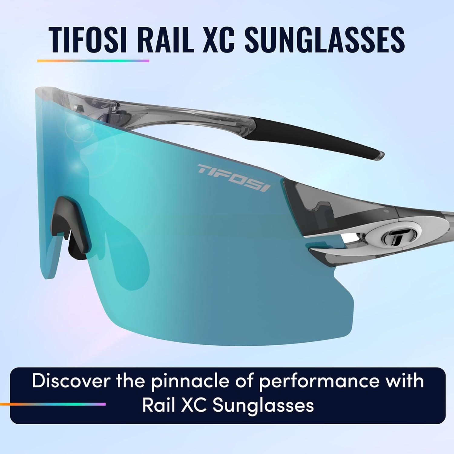 imageTifosi Optics Rail XC Sport Sunglasses Ideal For Cycling Road ampamp Gravel Baseball Softball and RunningCrystal Smoke Clarion BlueAc RedClear
