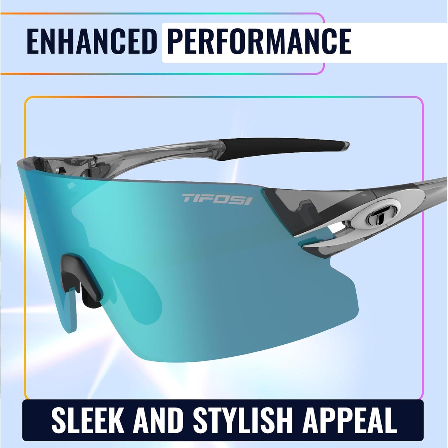 imageTifosi Optics Rail XC Sport Sunglasses Ideal For Cycling Road ampamp Gravel Baseball Softball and RunningCrystal Smoke Clarion BlueAc RedClear