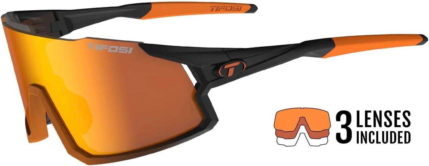 imageTifosi Optics Stash Sunglasses Ideal For Cycling Gravel MTB ampamp Road Baseball Softball ampamp PickleballBlack Orange Fade Clarion OrangeAc RedClear
