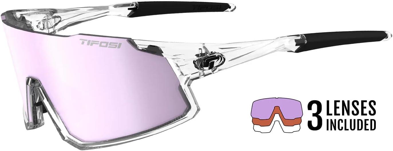 imageTifosi Optics Stash Sunglasses Ideal For Cycling Gravel MTB ampamp Road Baseball Softball ampamp PickleballCrystal Clear Clarion PurpleAc RedClear