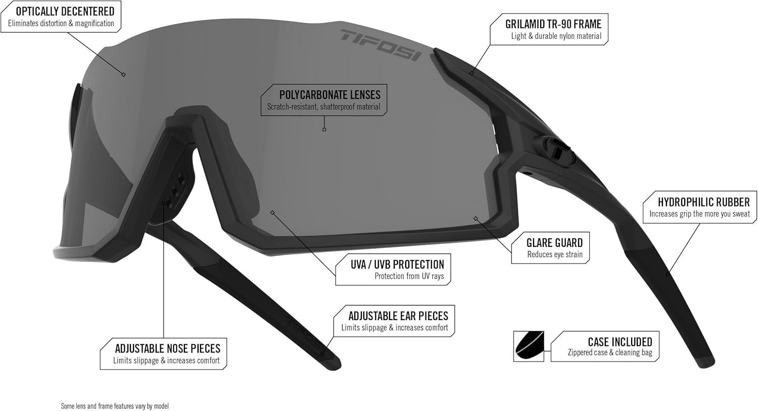 imageTifosi Optics Stash Sunglasses Ideal For Cycling Gravel MTB ampamp Road Baseball Softball ampamp PickleballCrystal Clear Clarion PurpleAc RedClear
