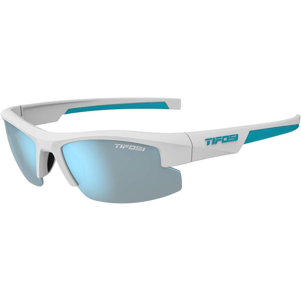 imageShutOut MultiSport Sunglasses Ideal For Baseball Golf and Great Lifestyle LookMatte White Smoke Bright Blue Lens