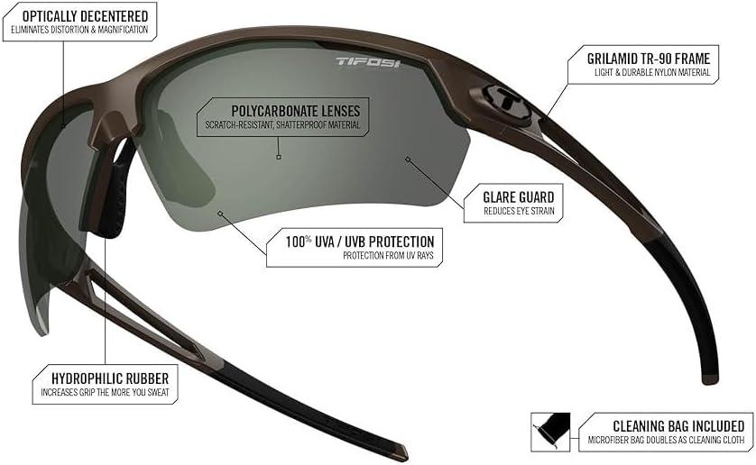 image:imageTifosi Optics Navar FC Full Coverage Sport Sunglasses Ideal For Golf Pickleball Running amp Tennis Vented LensesSatin Vapor Smoke Red Mirror