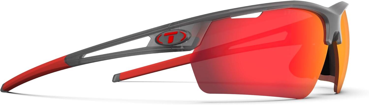 image:imageTifosi Optics Navar FC Full Coverage Sport Sunglasses Ideal For Golf Pickleball Running amp Tennis Vented LensesSatin Vapor Smoke Red Mirror