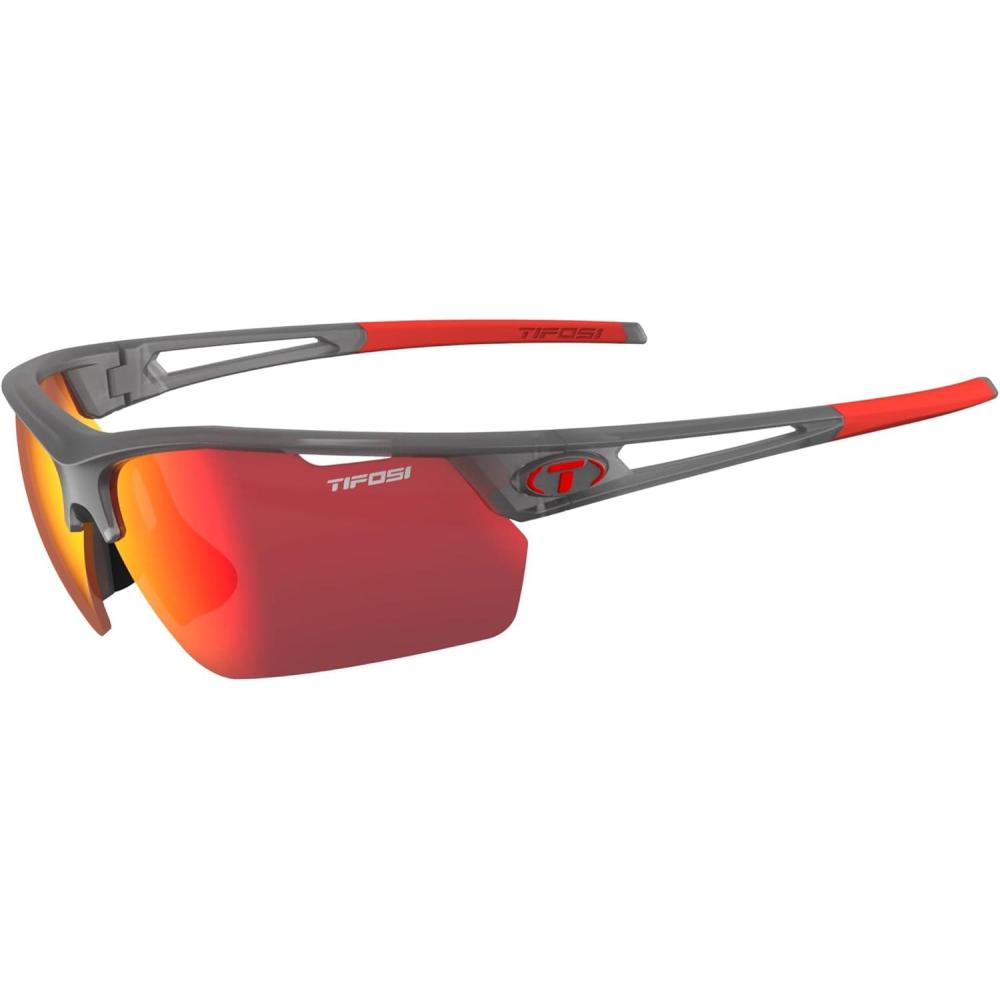 image:imageTifosi Optics Navar FC Full Coverage Sport Sunglasses Ideal For Golf Pickleball Running amp Tennis Vented LensesSatin Vapor Smoke Red Mirror