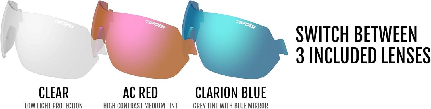 image:imageTifosi Slice Sport Sunglasses Ideal For Cycling Hiking and RunningCrystal Smoke Clarion BlueAc RedClear